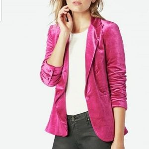Justfab Pink Velvet Single Button Blazer